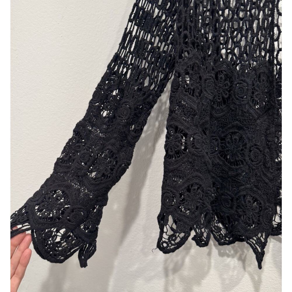 Forever 21 Black Crochet Cardigan Whimsigoth Boho Fairy Festival‎ Boho One Size - Picture 6 of 8